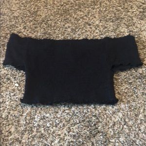 black off the shoulder crop top